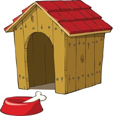 Dog house and bowl with a bone vector illustration